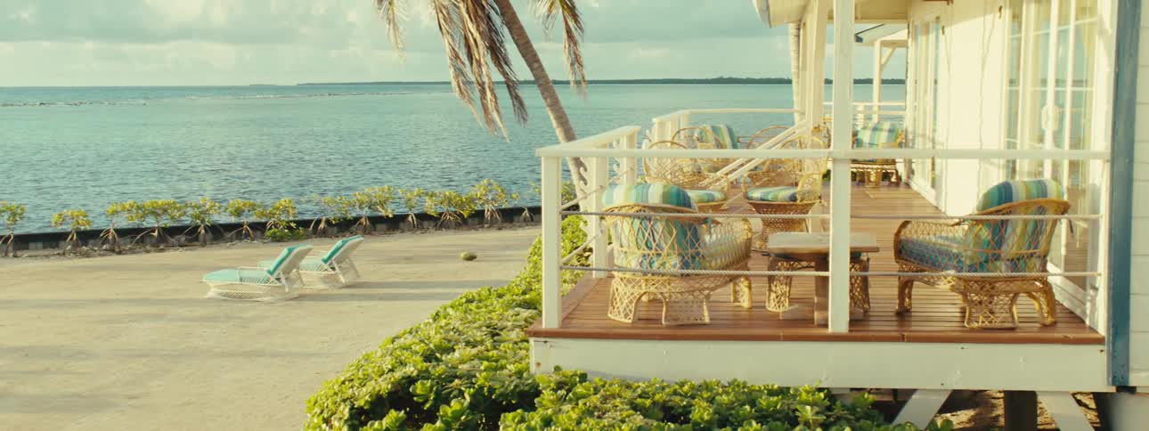 Balcony of a beach house next to the ocean