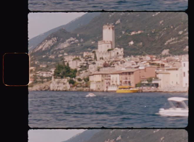 A coastal town during the summer
