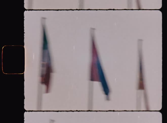 Flags of countries fluttering in the wind