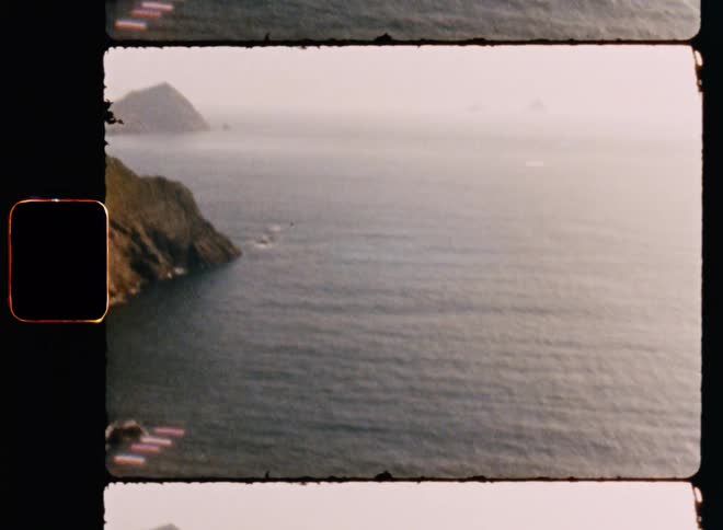 Aerial of the mountain with the ocean on the horizon