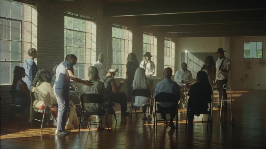 A band playing for patients at a clinic