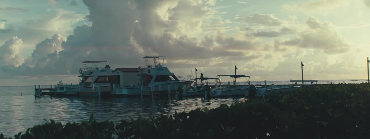 People walking on docks with yachts parked in a morning sky