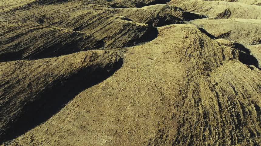 Aerial view of weathered rock hills