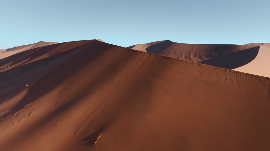 Aerial of dune desert during a sunny day