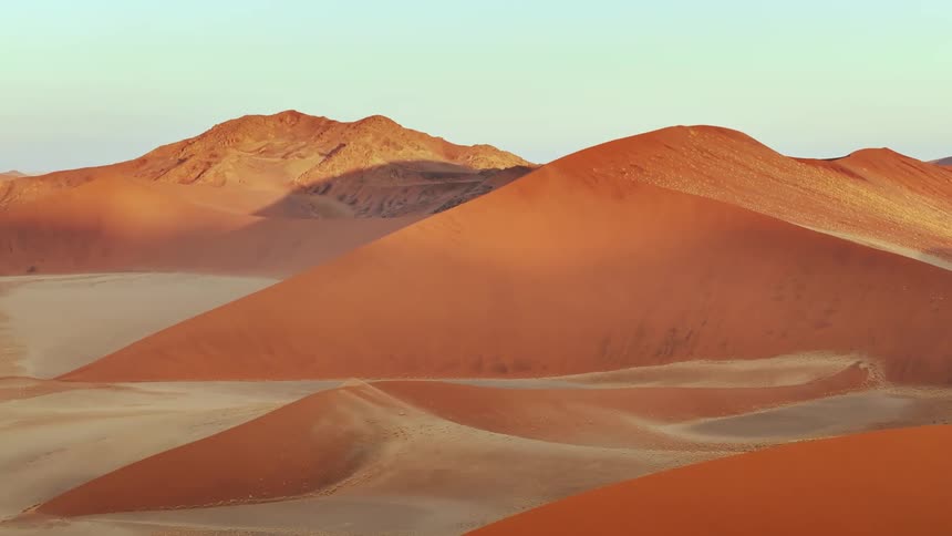 Aerial of dune desert during a hot day