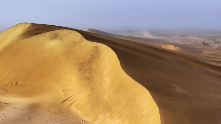 Vast sand dunes in a desert