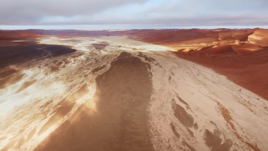Aerial panorama of the desert on a cloudy day