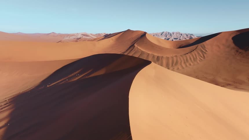 Aerial view of sand dunes in the desert