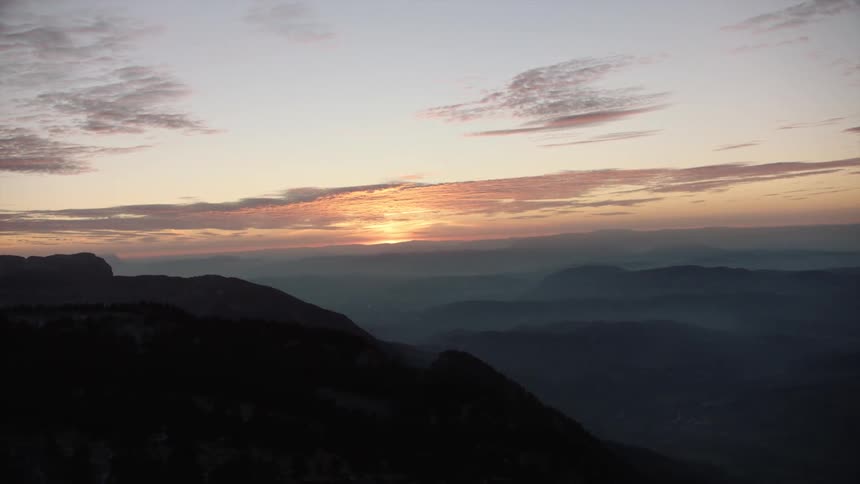 Aerial of mountains during dawn