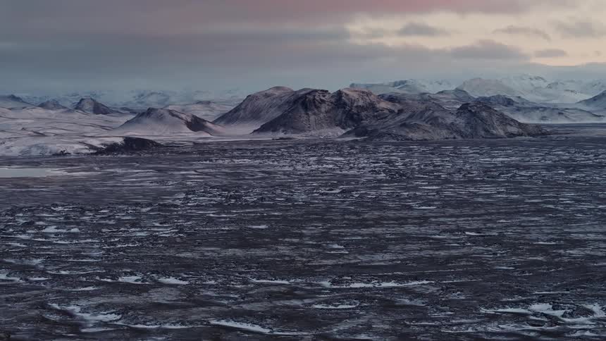 Aerial view of mountains in the tundra