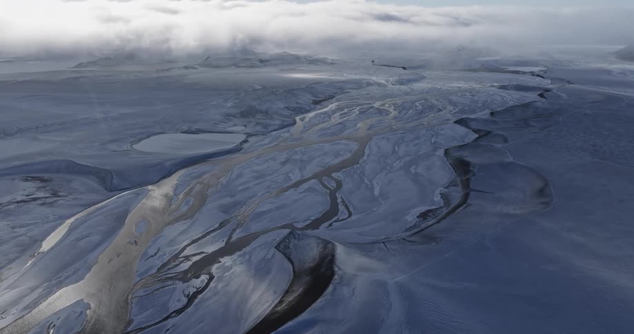 An aerial view of rivers in the arctic