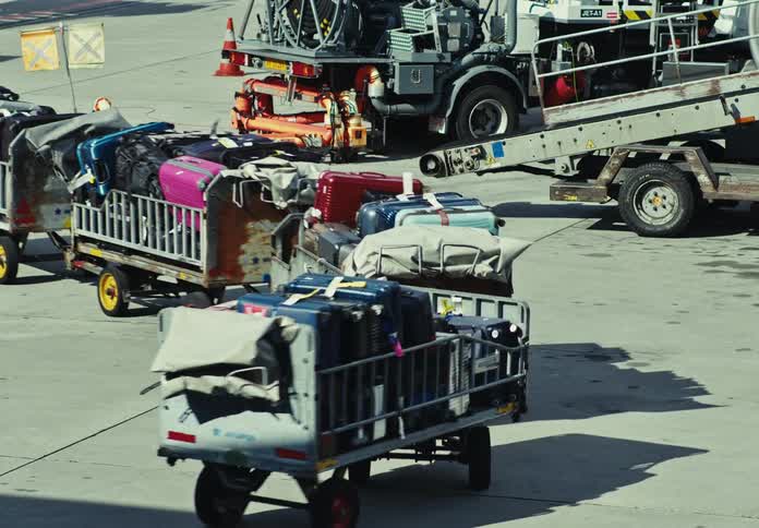 Luggage transport vehicle at the airport