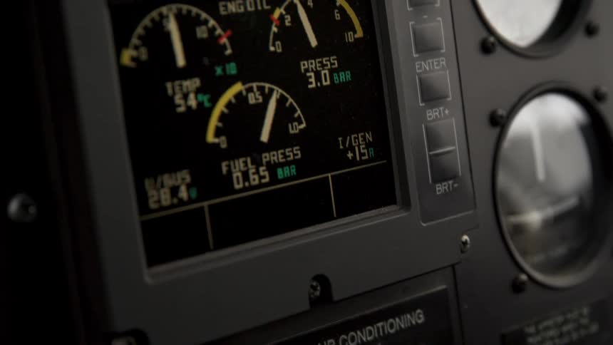 Close up of the dashboard of an aircraft