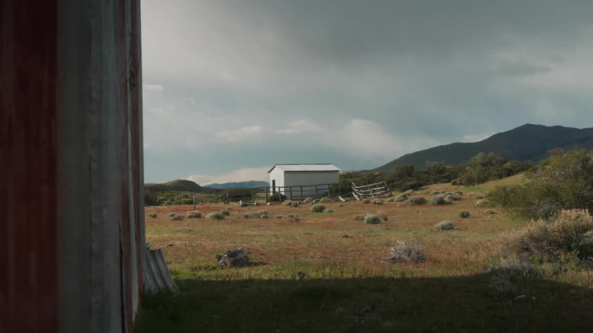 White shack on a ranch in the rural countryside