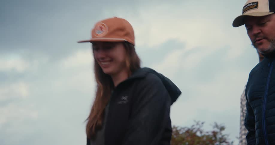 A group are hiking together