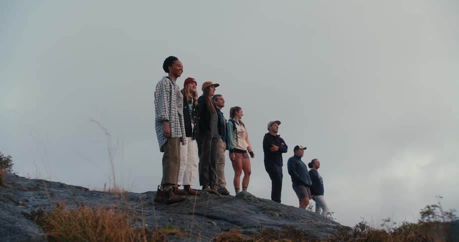 A group of people on an adventure through nature