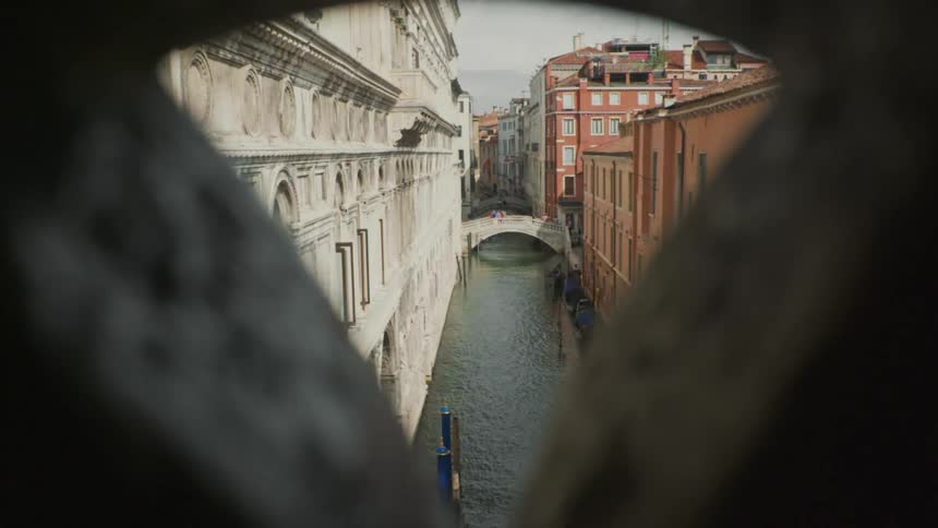 Central river in venice amid classic buildings