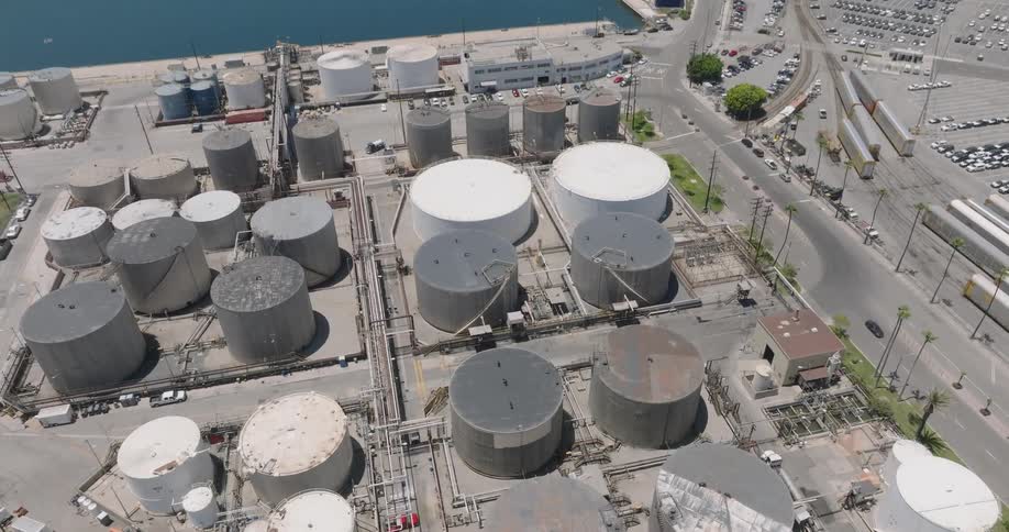 A water treatment plant is by a large parking lot