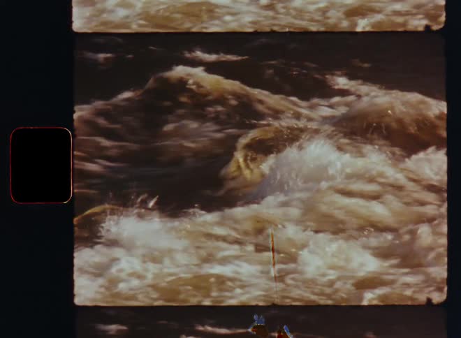 Water flowing on a river caught on vintage film