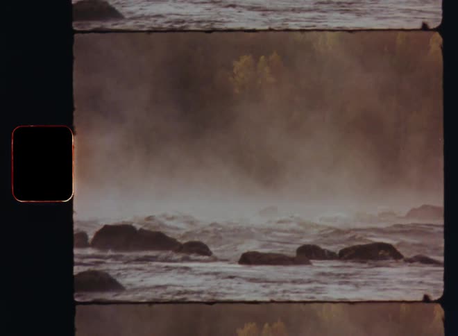 Mist over the rapids caught on vintage film