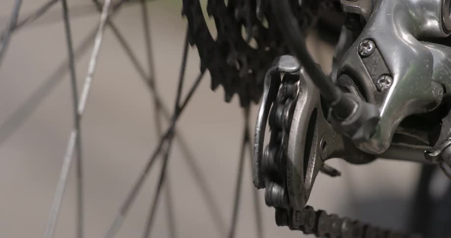 Close up of a bike wheel and spokes