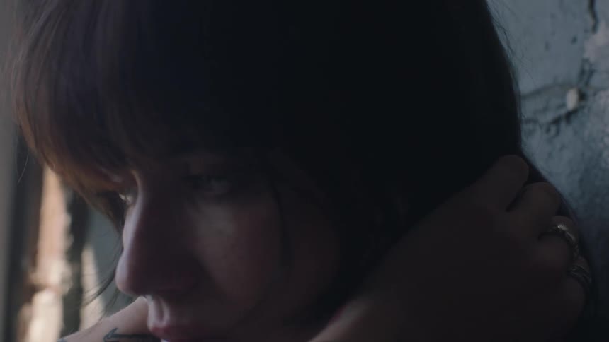 Closeup of a sad young girls face