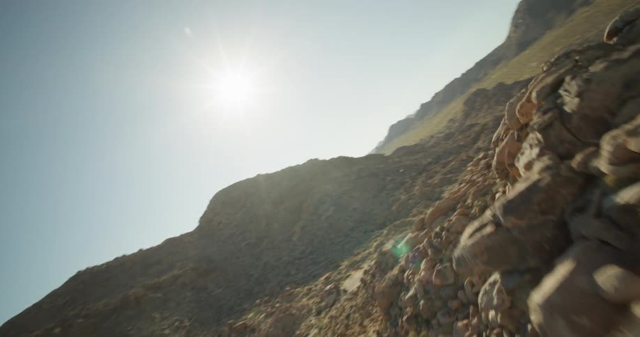 Mountains of rocks in a desert landscape