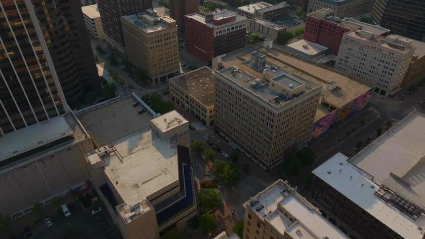 The buildings fill the large city