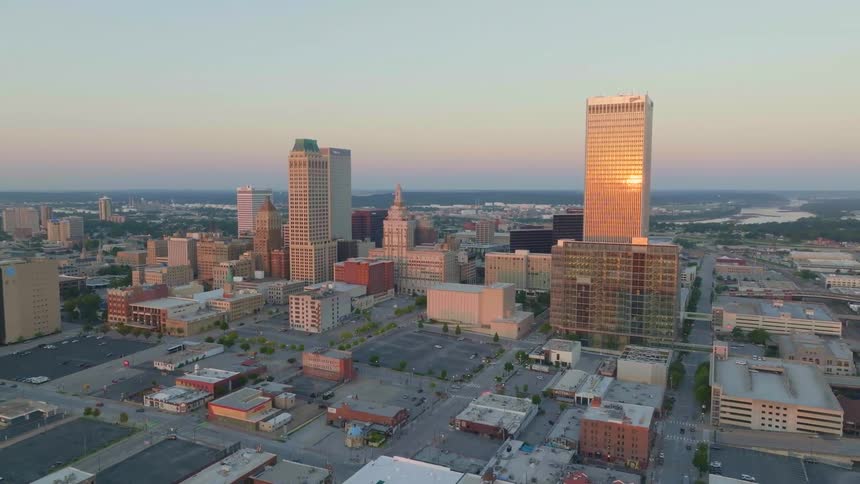 Early morning aerial of the quiet city