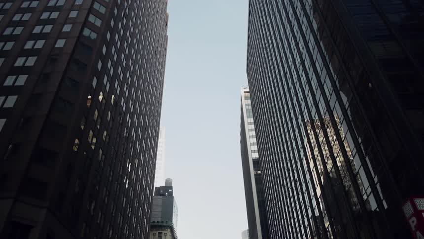 Looking up at buildings and skyscrapers in NYC