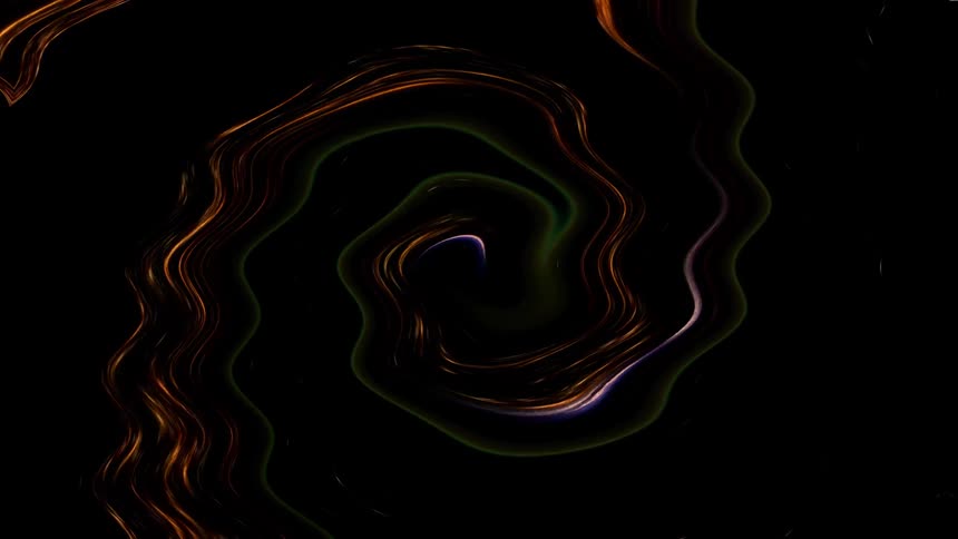 Distorted spiral lines of light against a black backgroun
