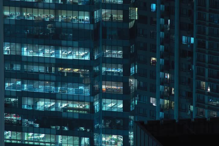A night clip of apartments of a skyscraper