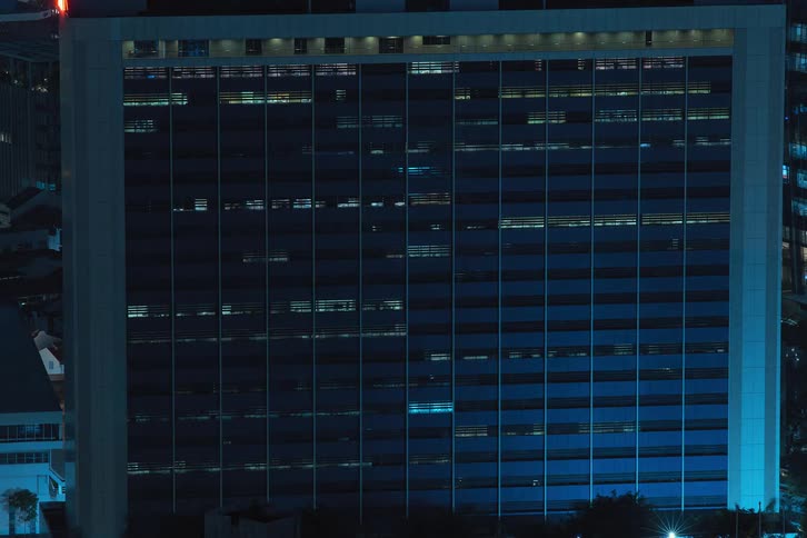 A night clip of apartments in a skyscraper