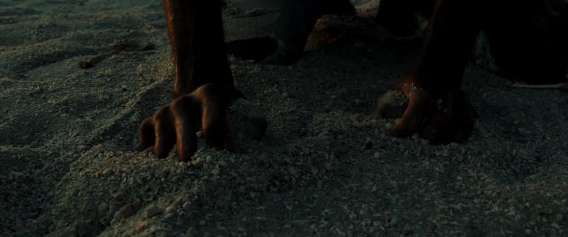 Person kneeling in the sand squeezing it with one hand
