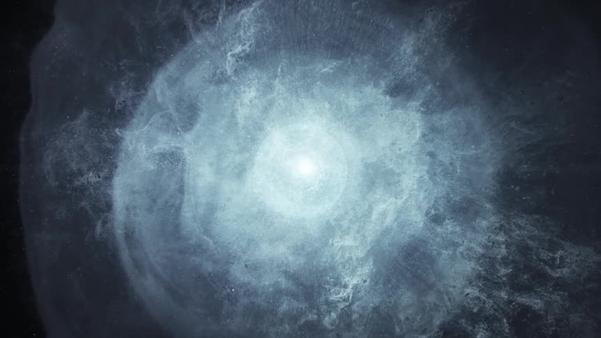 A white nebula shining in the milky way