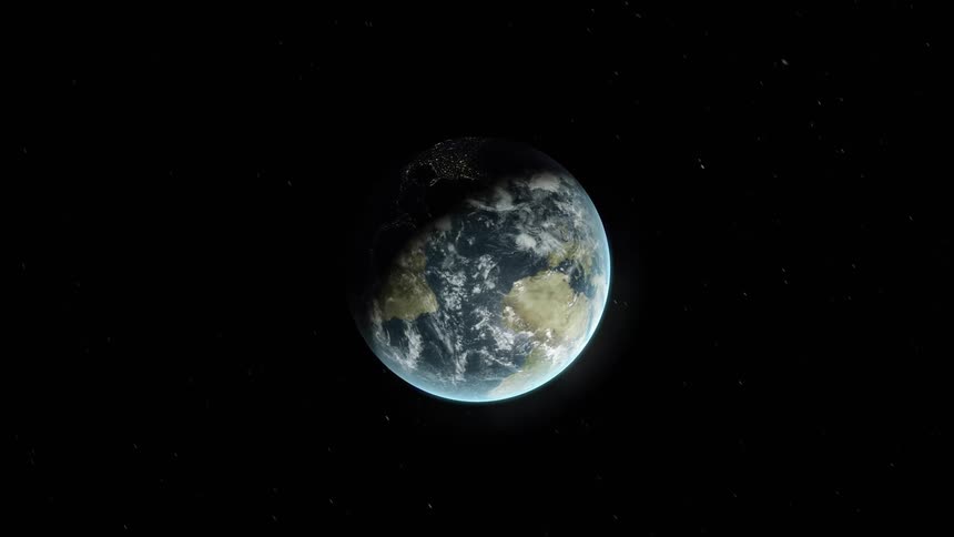 Earth spinning in space