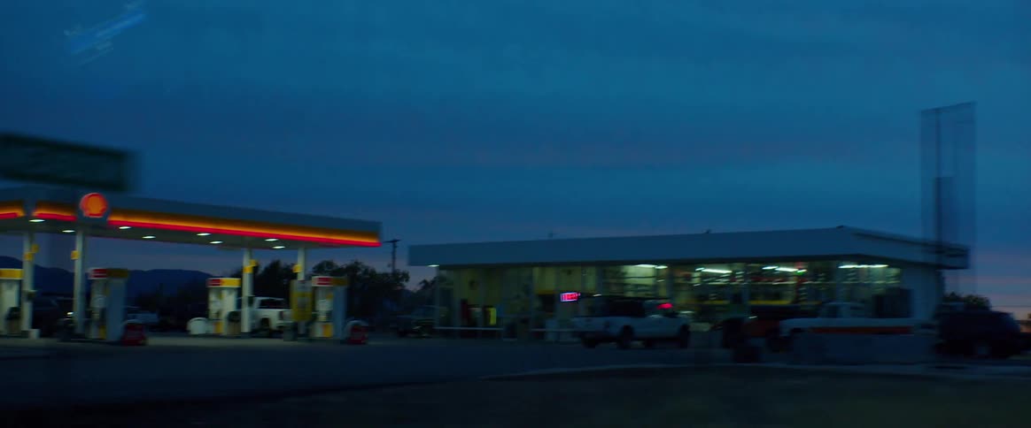 A gas station is on the side of the road