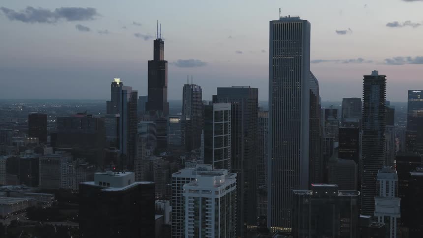 The city is full of very tall buildings