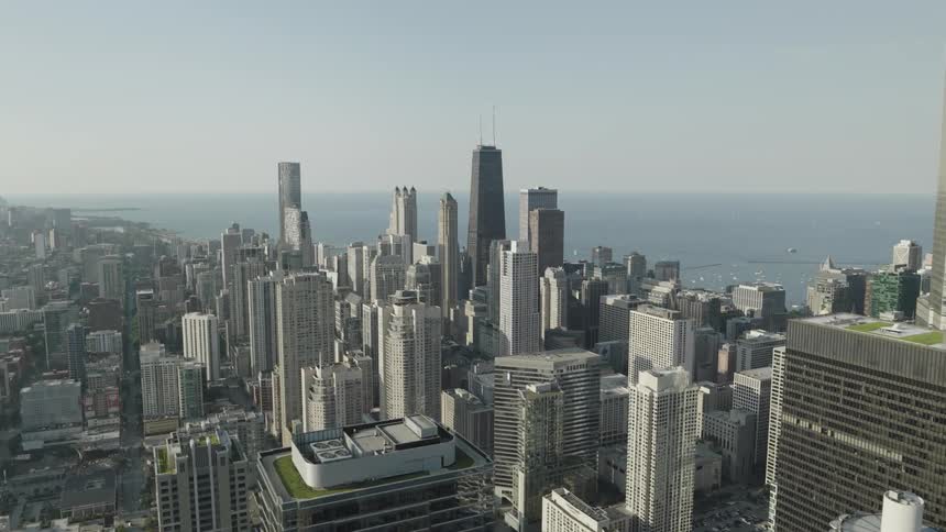 Aerial view city skyline during the day