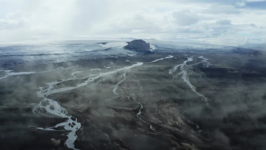 Aerial view of rivers in the tundra