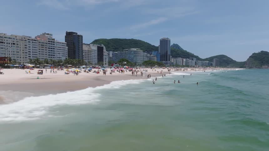 Aerial view of people vacationing on a beach
