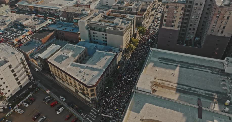 The road is full of protestors in the city