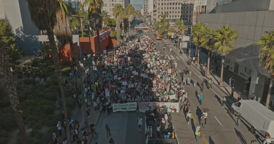 Protesters on a city street during the day