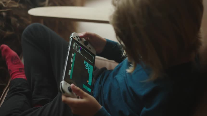 A child having fun playing video games