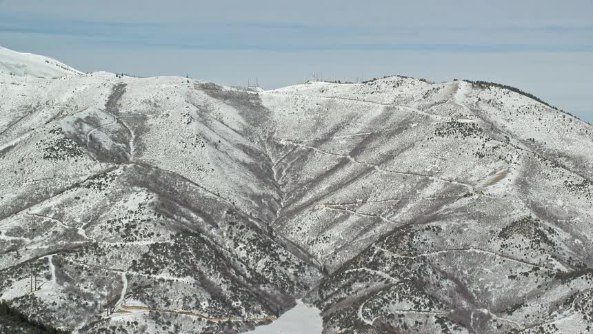 Aerial view of snowy mountain slope