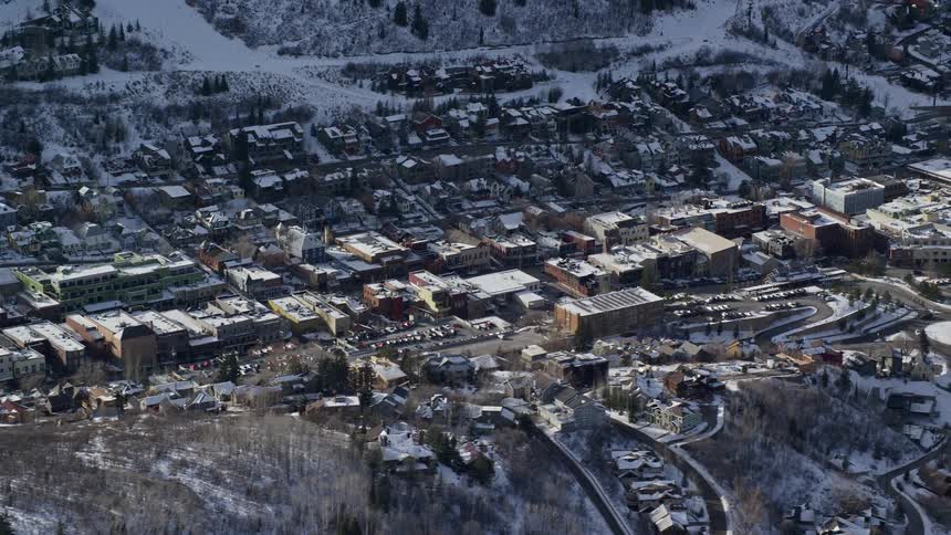 Landscape of a residential city covered in snow on a morning