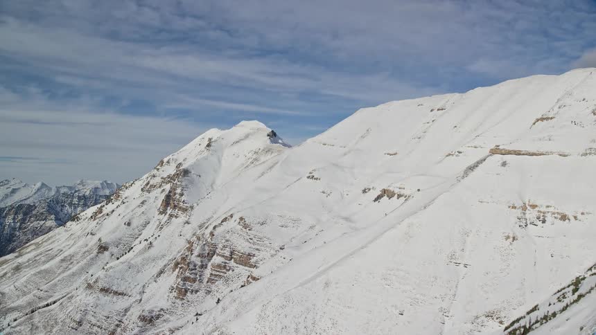 Aerial view of snowy mountain slope