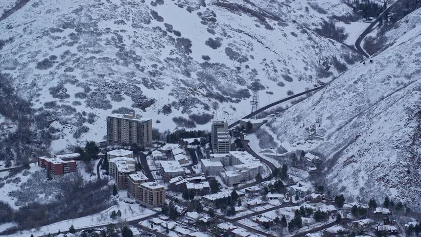 A suburban region of a city in a snowy winter climate