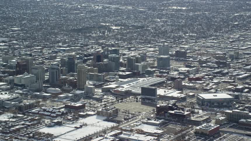 Aerial view of a vast crowded city that goes on for miles