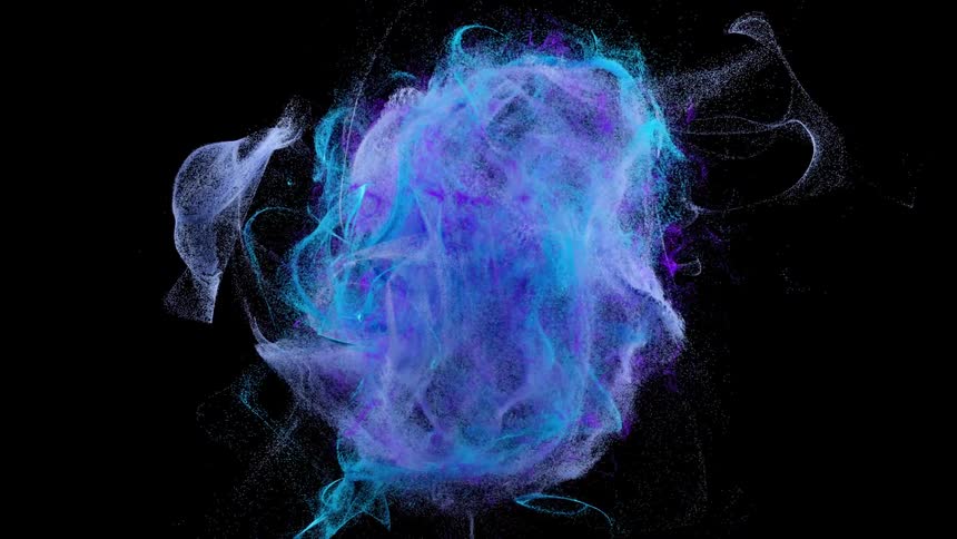 Abstract 3D particle simulation of nebula cloud in slowmotion